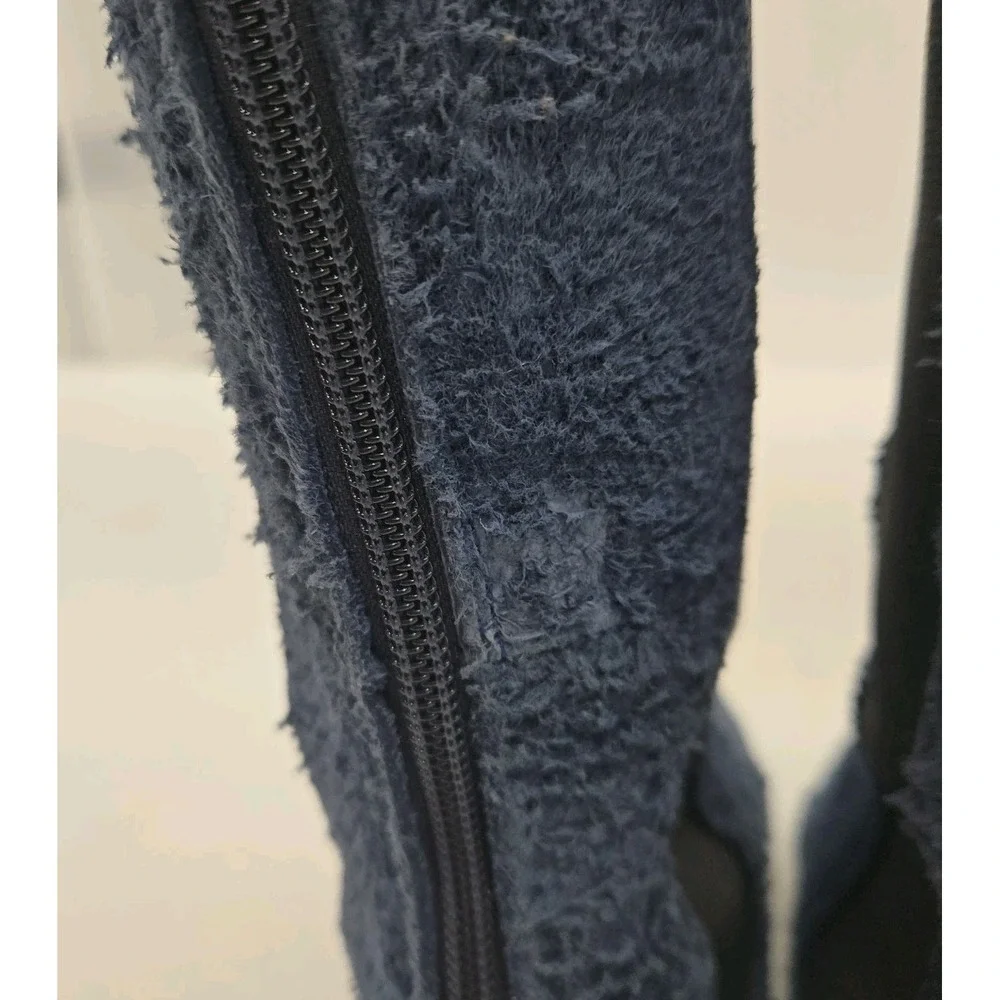 Free People Callow Tall Boot Blue Distressed Blue Suede‎ Sz 38 EU 7 US Back Zip